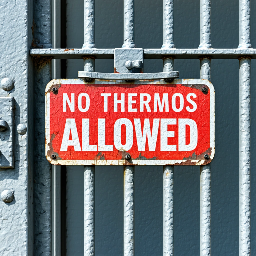 No Thermos Allowed in prison sign